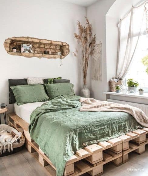 18 cama de casal de pallets Pinterest