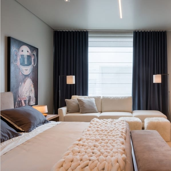 28 quarto decorado com cortina de veludo @olegariodesa arquiteto