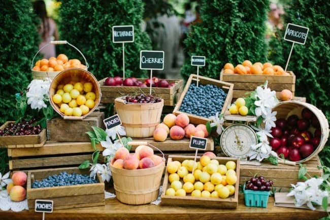 29 mesa de frutas para casamento rustico Pinterest