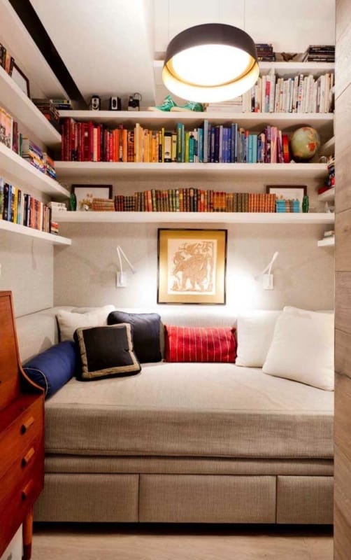 39 decoracao de quarto com prateleiras de livros Pinterest
