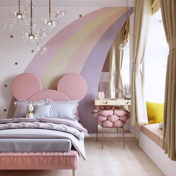 4 quarto infantil com cama rosa Pinterest