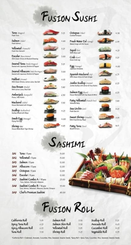 cardapio de sushi conpleto