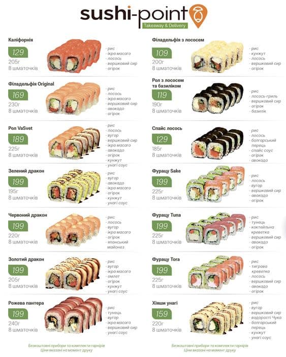 cardapio de sushi tipos e modelos