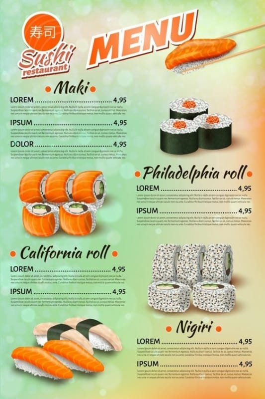 ideias de cardapio de sushi modelos