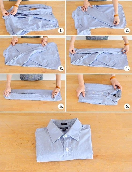 ideias para dobrar camisa social