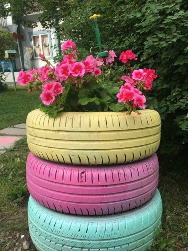 13 modelo de vaso colorido com pneus Pinterest