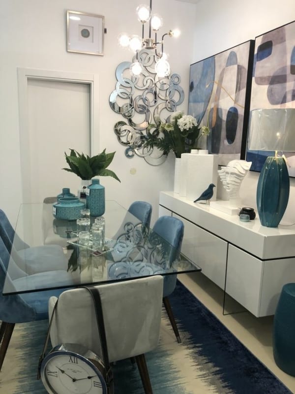 16 decoracao sala de jantar com azul e prata Pinterest