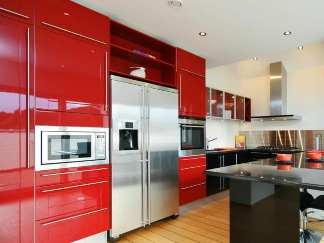 19 cozinha moderna em prata e vermelho Pinterest