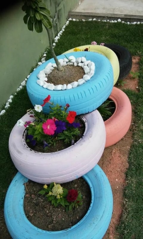 19 jardim decorado com vasos coloridos de pneu Discover Hubpages
