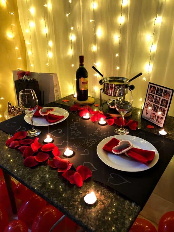Jantar romântico de aniversário 