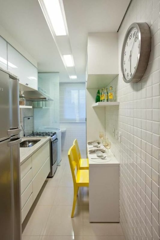 13 cozinha pequena e clean com bancada branca Pinterest