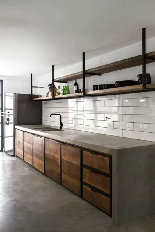 17 cozinha rustica com bancada de concreto Pinterest