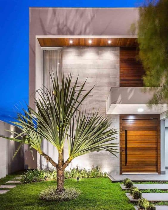 26 fachada de casa moderna com iluminacao de spots Pinterest