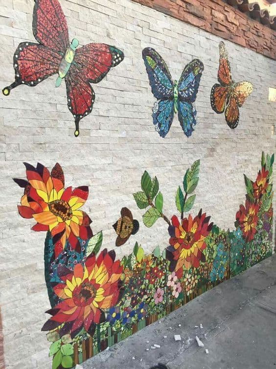16 muro decorado com mosaico Pinterest