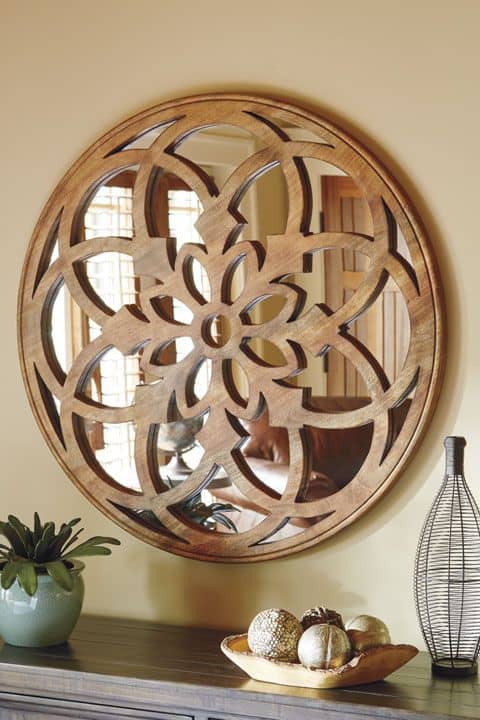 31 decoracao mandala de madeira com espelho Wyckes Furniture