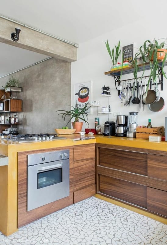 4 cozinha com piso mosaico branco Historias de Casa