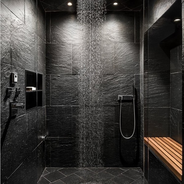 20 banheiro com paredes de ardosia negra @mtedim naturalstones