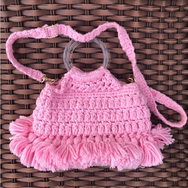 50 bolsa de croche infantil rosa @crochetar rd