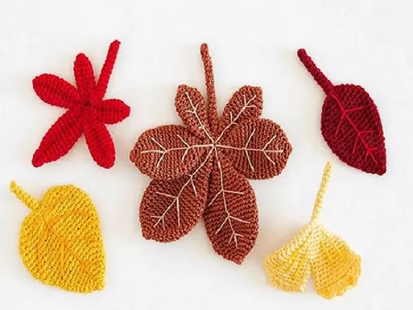 6 folhas em croche com nervuras Crochet News