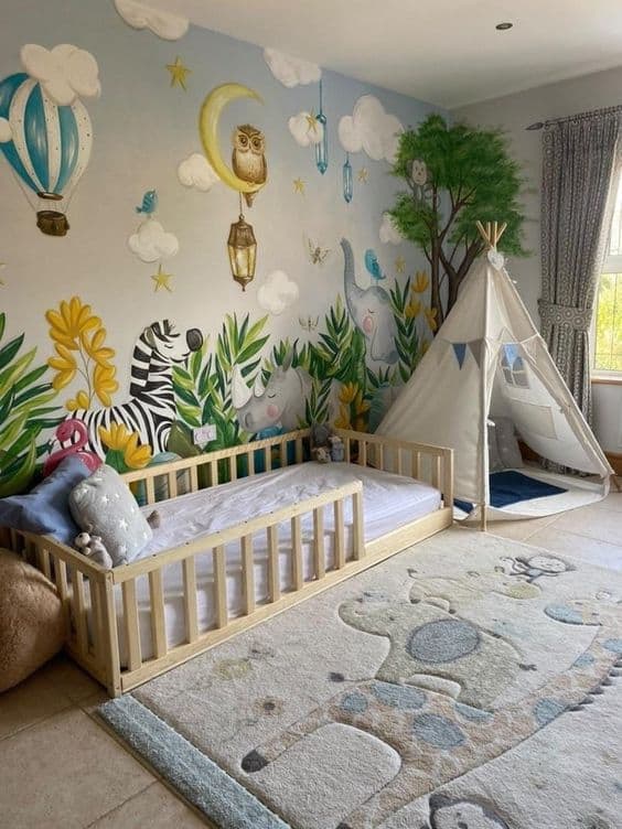6 quarto infantil com cama montessoriana Pinterest