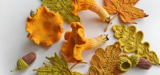 9 modelos de folhas de croche com nervuras @pelyushenko craft