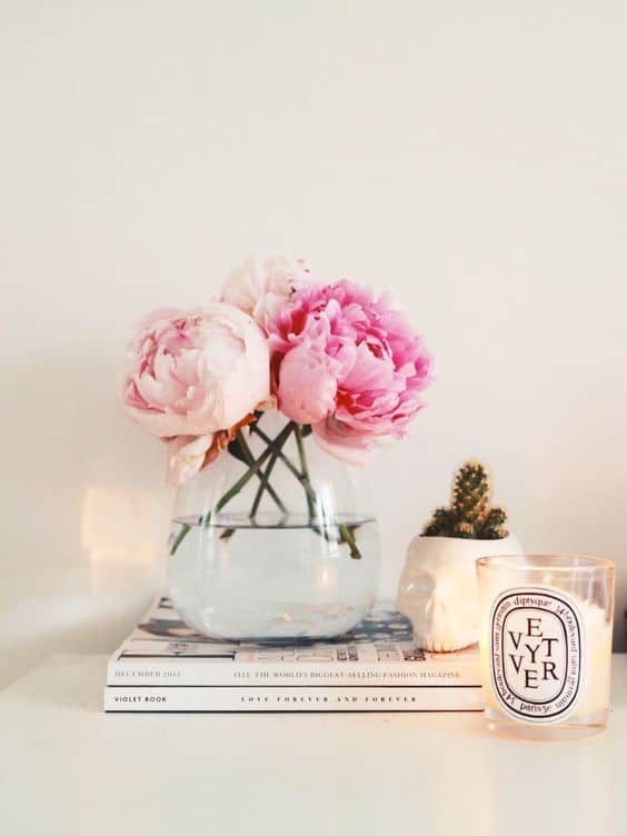 37 arranjo com flores de peonia rosa Pinterest