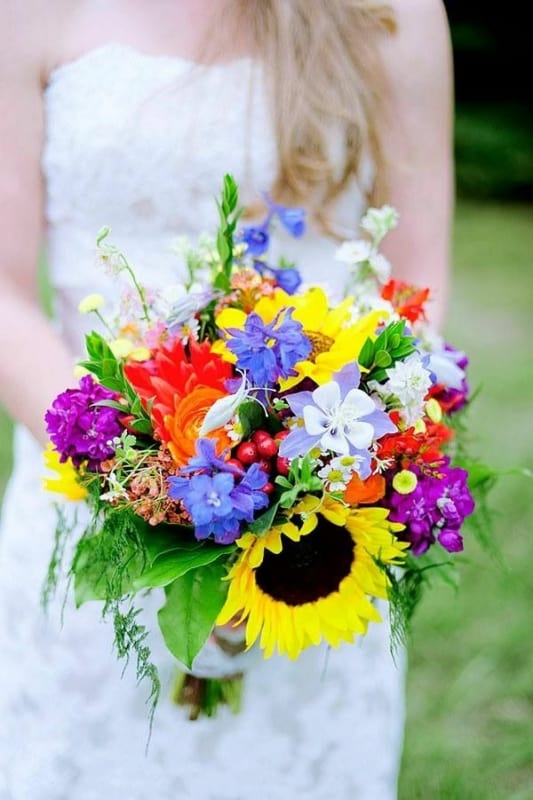 28 buque colorido de flores do campo Pinterest