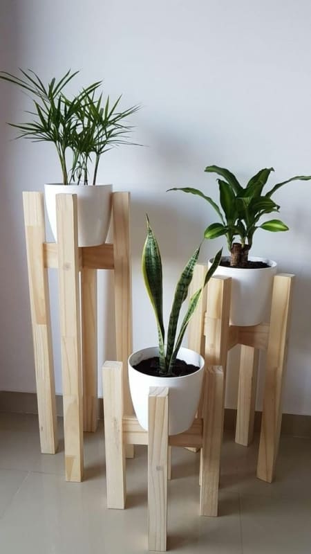 12 suportes simples de madeira para vasos de plantas Pinterest