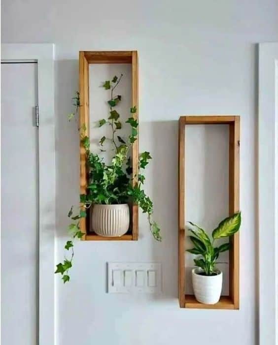 47 suporte de madeira de parede para planta Pinterest