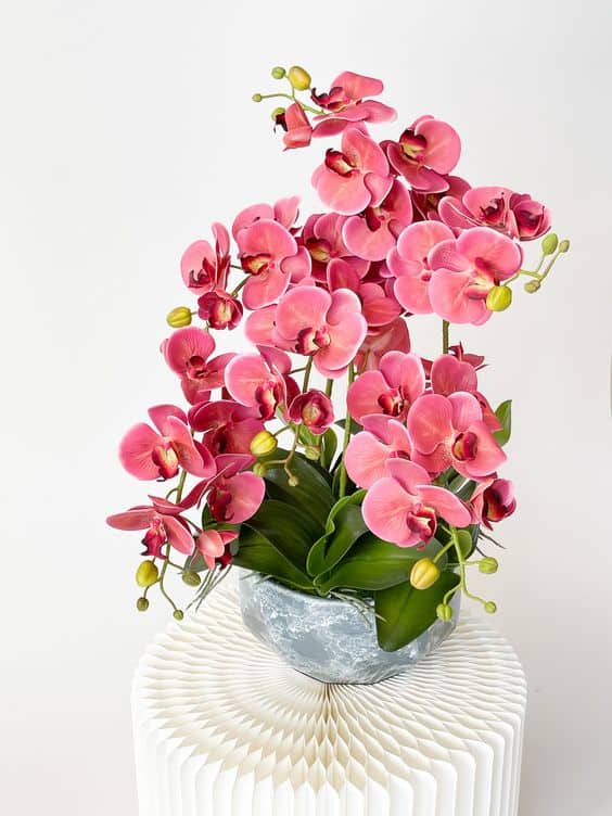 12 arranjo rosa de orquidea artificial Pinterest