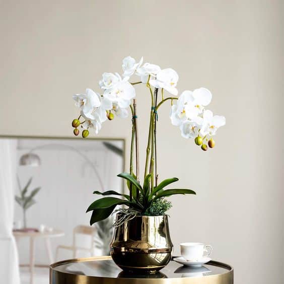2 arranjo artificial com flores de orquidea branca Pinterest