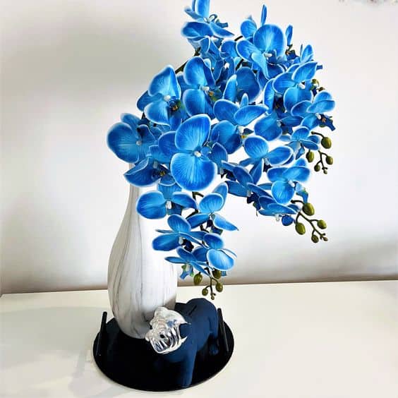 23 arranjo com flores azul de orquidea artificial Pinterest