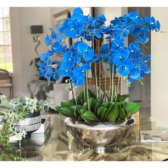 24 arranjo grande de orquidea artificial azul Overstock