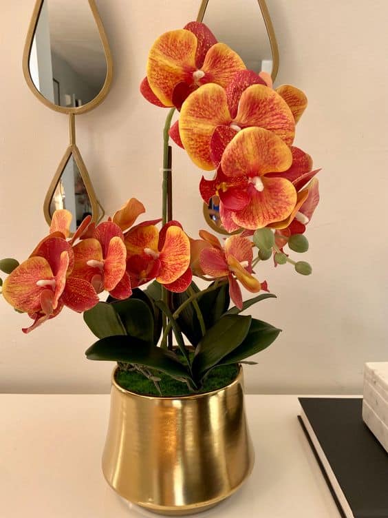 29 orquidea artificial laranja Pinterest