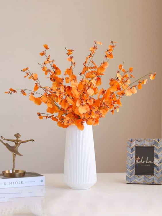 30 arranjo simples de orquidea artificial laranja Pinterest