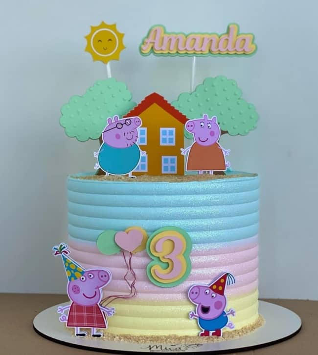 14 bolo de aniversario infantil Peppa Pig @micaconfeitaria