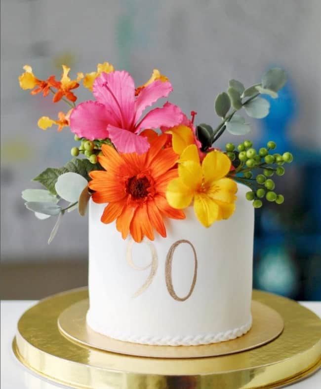 52 bolo de aniversario 90 anos com flores @jessicapsc