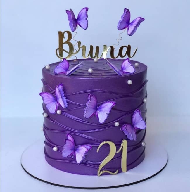 40 Ideias de bolo roxo com glitter super tendência - Artesanato Passo a  Passo!