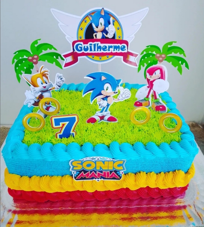 10 bolo quadrado infantil Sonic @vivianequeirozcakes