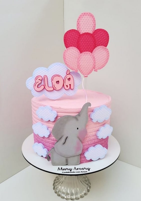 22 bolo rosa elefantinho cha de bebe @maryamoryconfeitaria