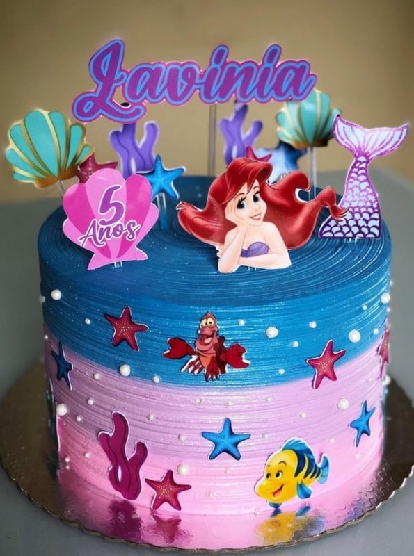 28 bolo rosa e azul Ariel @mpconfeitaria artesanal