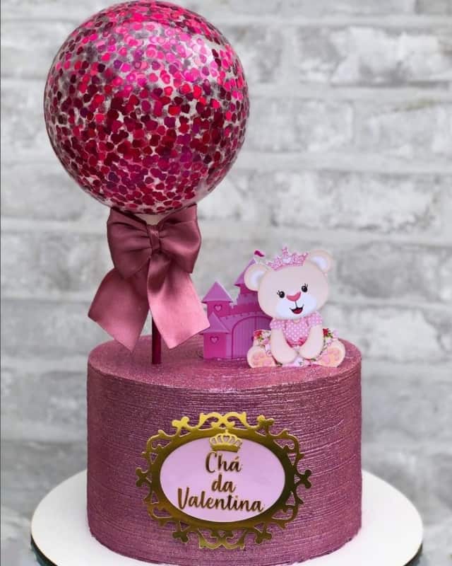 3 ballon cake rosa para cha de bebe @cakedocealves