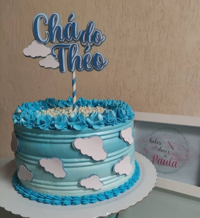 34 bolo decorado em azul cha de bebe @bolosedoces paula