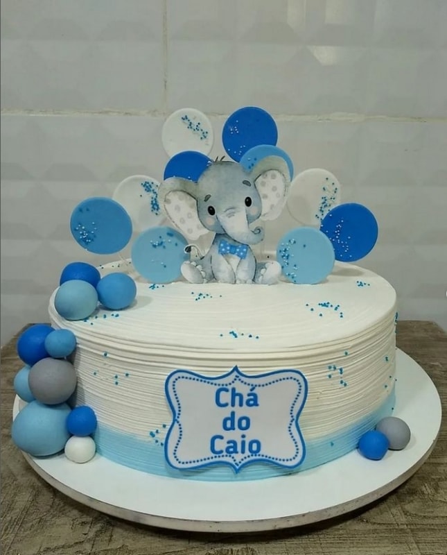 56 bolo decorado elefantinho cha de bebe @paula bolosdecorados