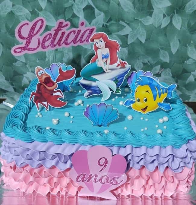 9 bolo decorado Ariel @erikabagattine bolosdecorados