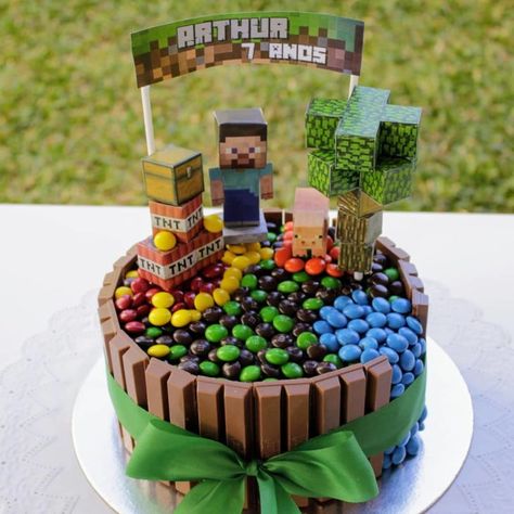 Minecraft Geburtstagskuchen  Minecraft torta, Tortas, Receta de torta