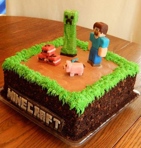 bolo Minecraft decorado pequeno 1