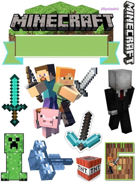 Topo De Bolo Minecraft Personalizado Para Imprimir