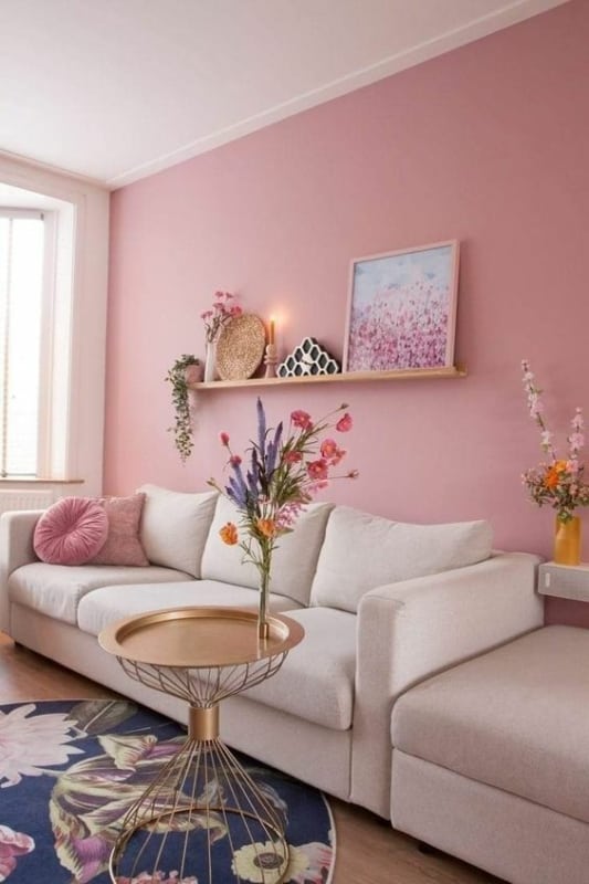 10 sala com parede rosa Barbiecore Pinterest