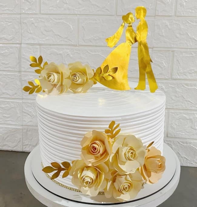 12 bolo de casamento 1 andar com flores de papel @anaju confeitaria